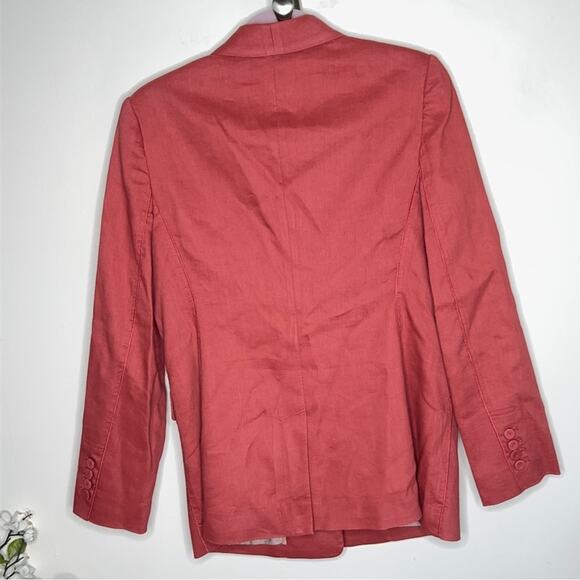 REBECCA TAYLOR Tailored Linen Suit Jacket Blazer Brick Red Orange {VV4} - Picture 6 of 8